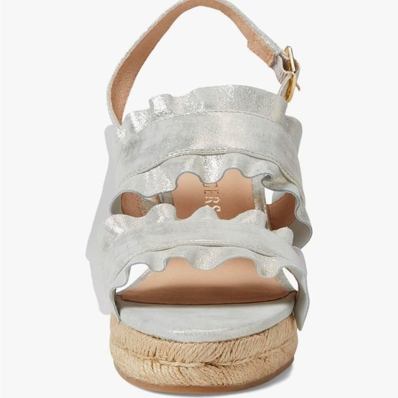 Jack Rogers Rosie Ruffle Wedge In Platinum Women's Size 9M Espadrille - Picture 2 of 6